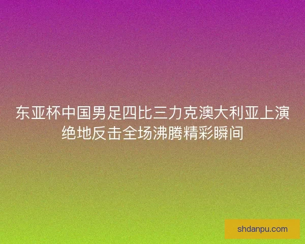 东亚杯中国男足四比三力克澳大利亚上演绝地反击全场沸腾精彩瞬间