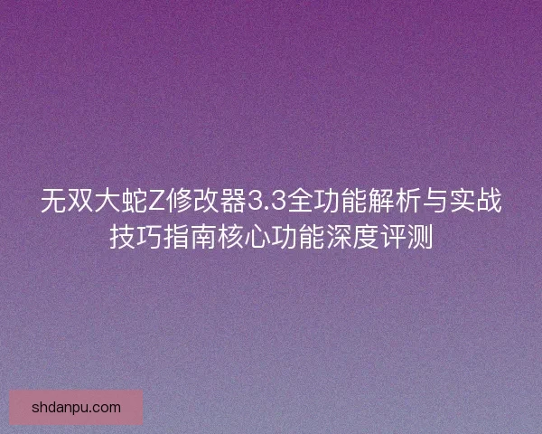 无双大蛇Z修改器3.3全功能解析与实战技巧指南核心功能深度评测